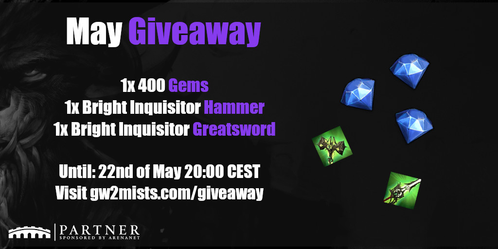giveaway (skins + bags slots) Guild Wars 2, Friday WvW reset pumping, Pugmanding